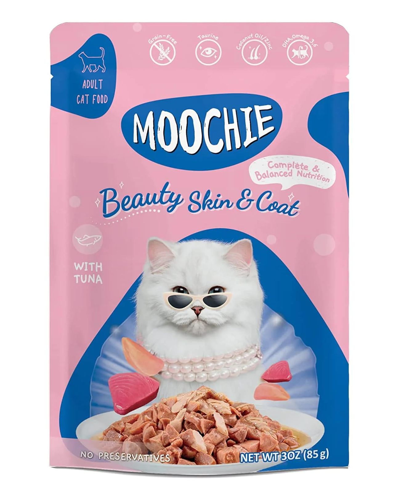 Moochie Cat Wet Food - Beauty Skin - Mince With Tune Gravy