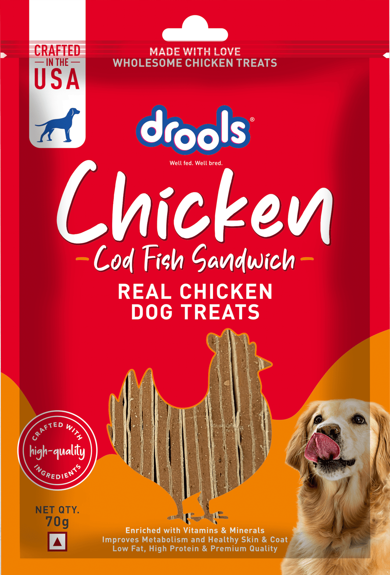 Drools Cod Fish Sandwich Dog Treats, Best For Training & Bonding | For Puppy & Adult