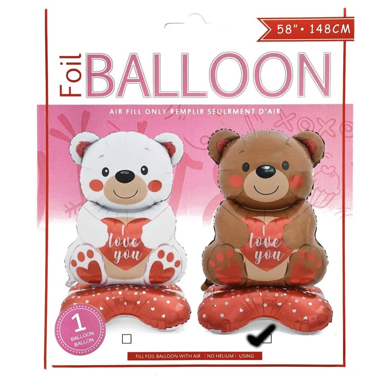 Chrome Foil Teddy Bear Ballon 58 Inch 150 cm