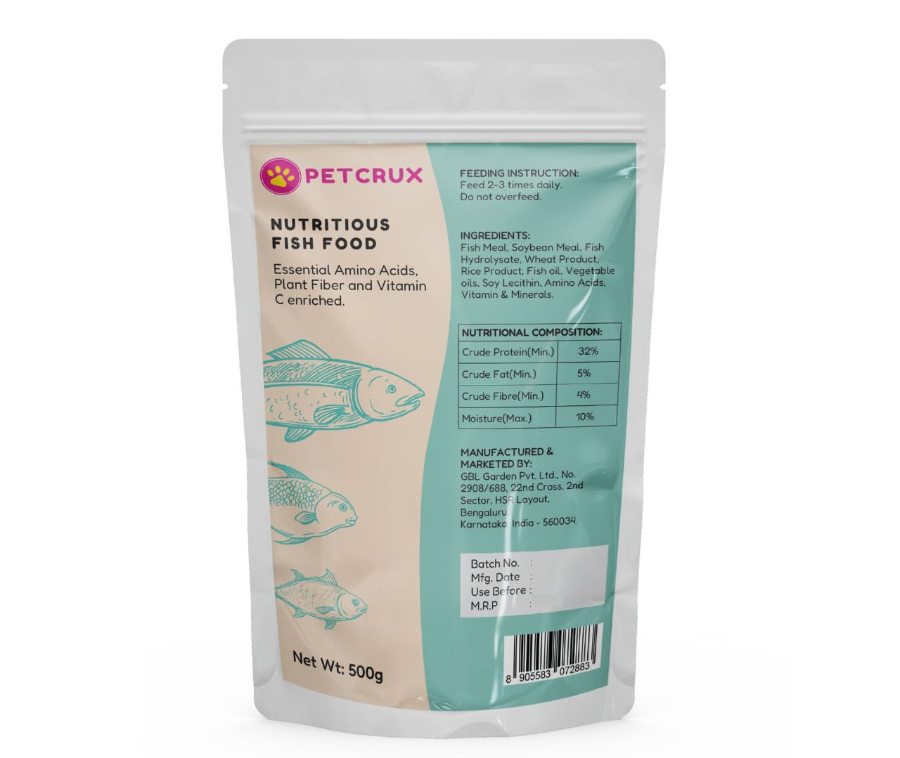 Petcrux Complete Nourishment Fish Food For All Life Stages Mini Pellet