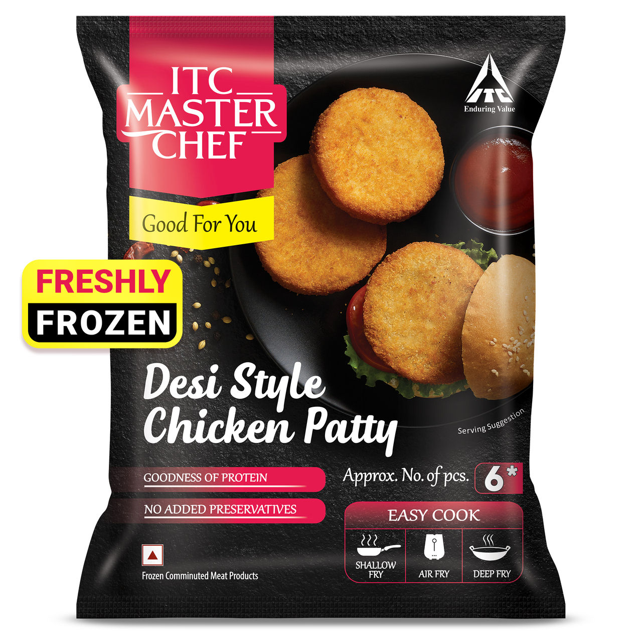 ITC Master Chef Desi Style Chicken Patty | Goodness of Protein | No Added Preservatives | 6 pieces