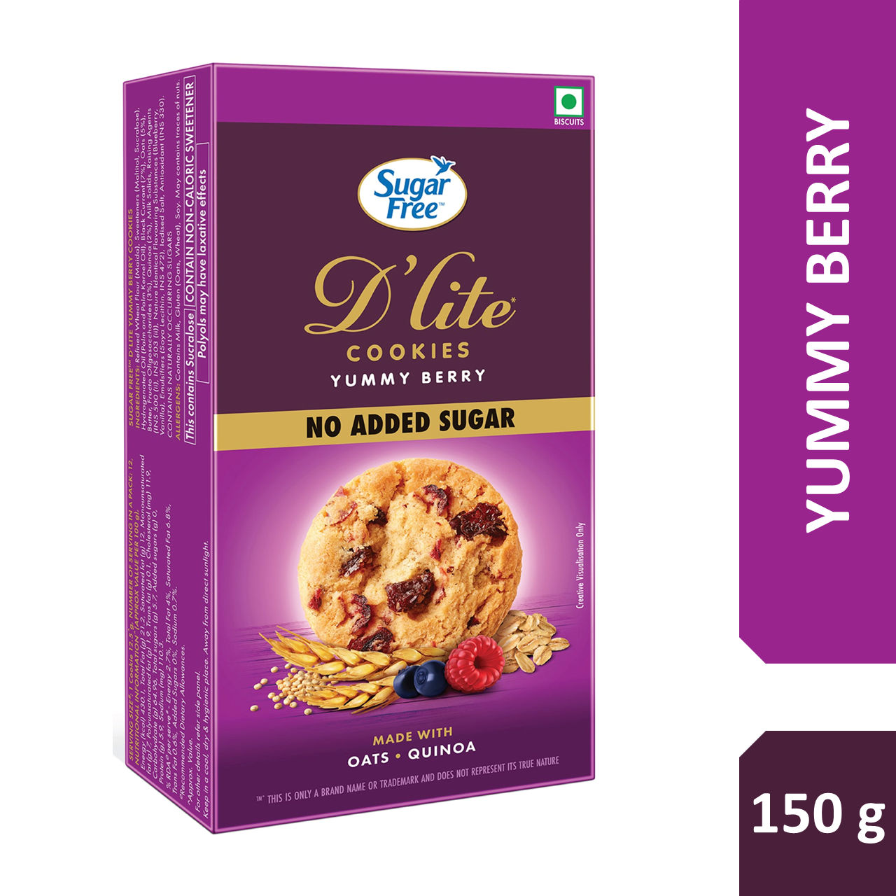 Sugar Free DLite Yummy Berry Cookies | Made With Oats And Quinoa