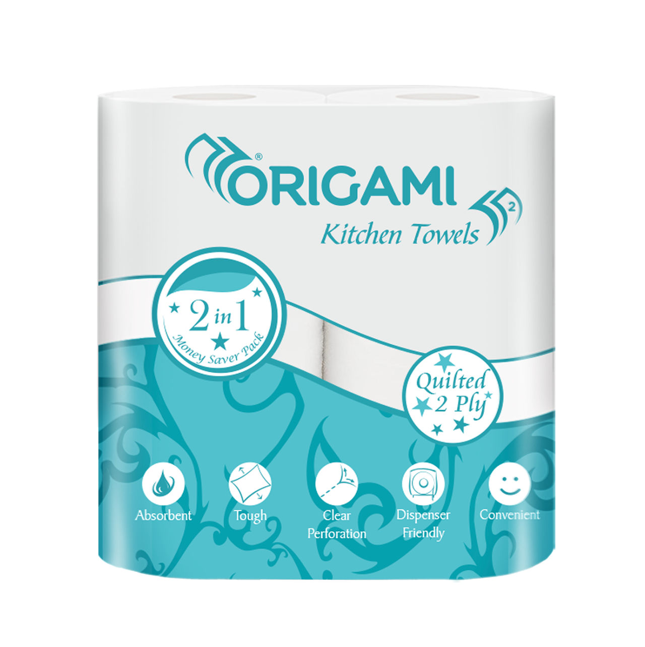 Origami Kitchen Towels 2 In 1 Quilted 2ply