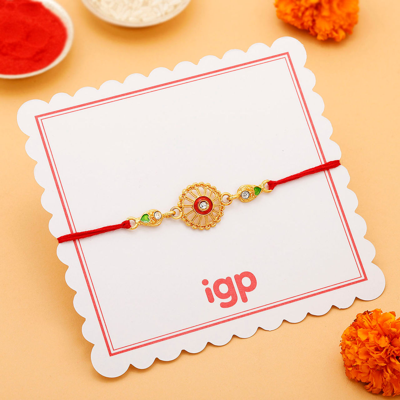 IGP Golden Chakra Rakhi - Ornate and Elegant