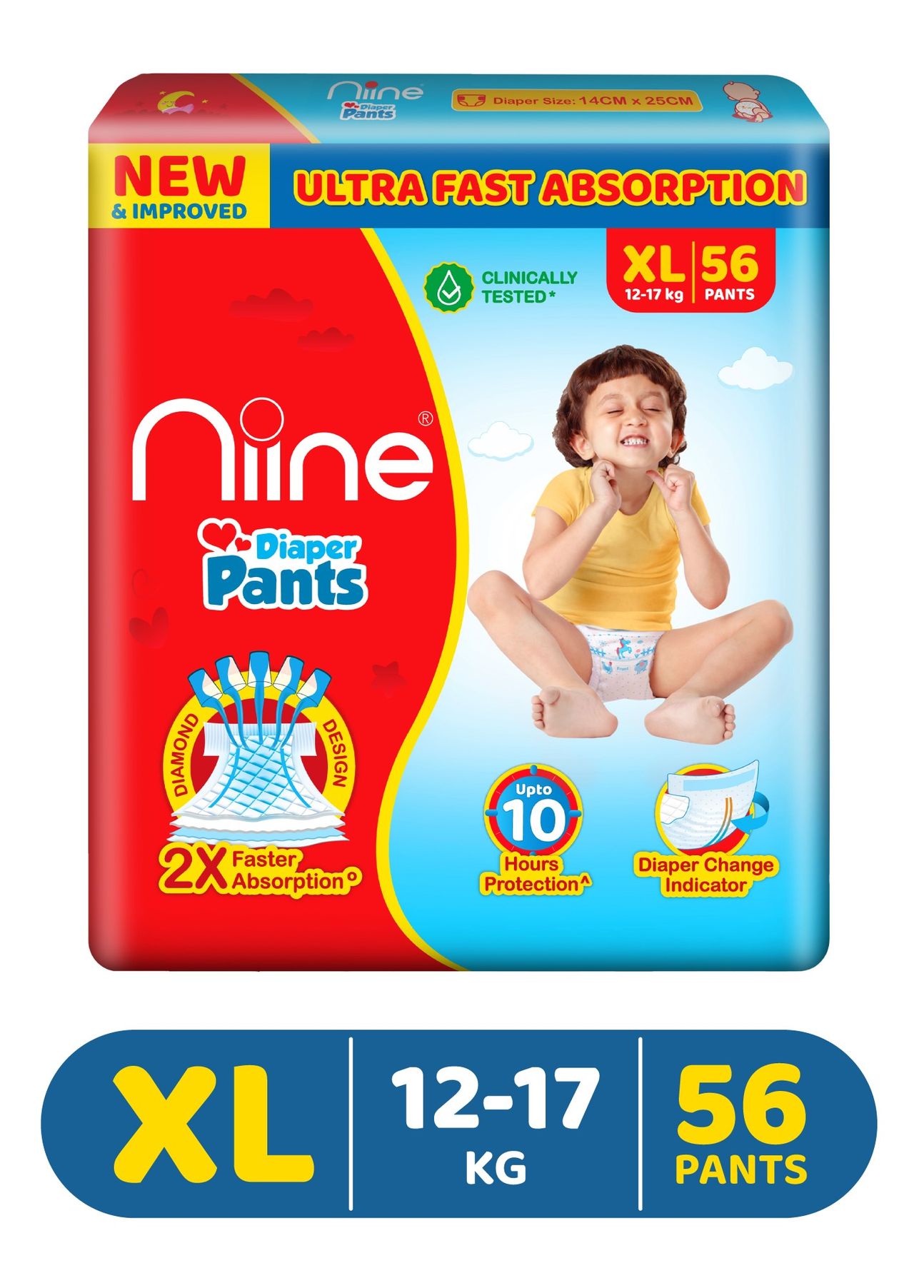 NIINE Baby Diaper Pants For Kids | White | XL (12 - 17 kg)
