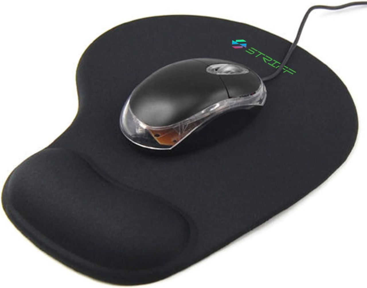 Striff Gel_Wrist_Support Mouse Pad With, Gaming Mouse Pad With Lycra Cloth Nonslip (Black)