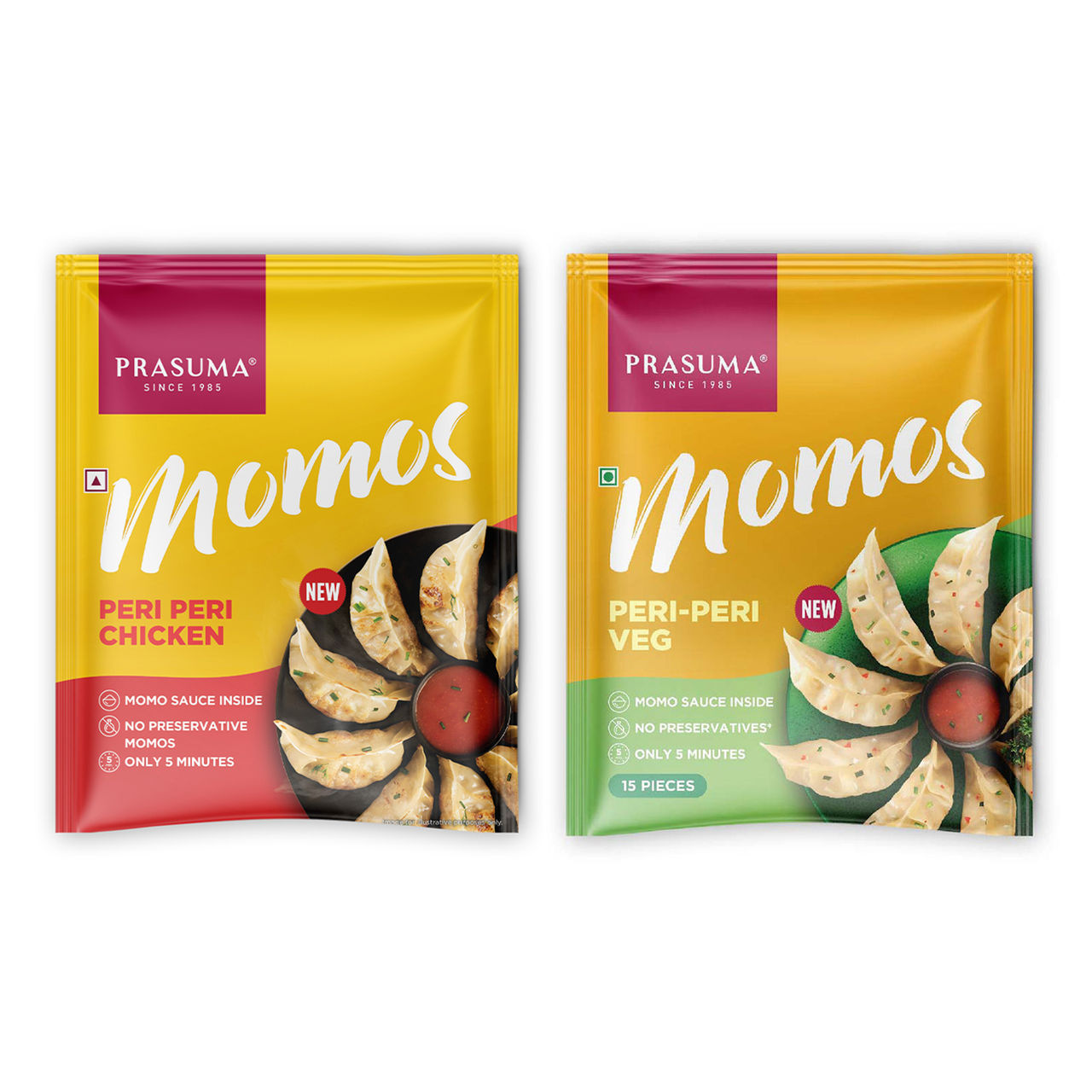 Prasuma Peri Peri Chicken Momos(250gms) & Prasuma Peri Peri Veg Momos(15pc) Combo