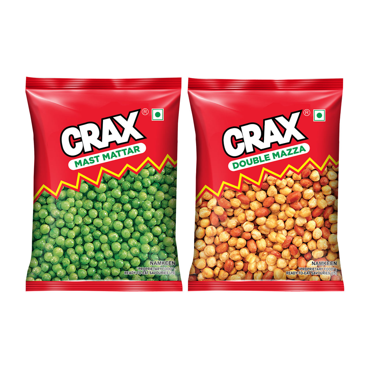 Crax Mast Mattar Namkeen Nut Mix(160gms) & Crax Double Mazza Namkeen Peanut Mix(160gms) Combo