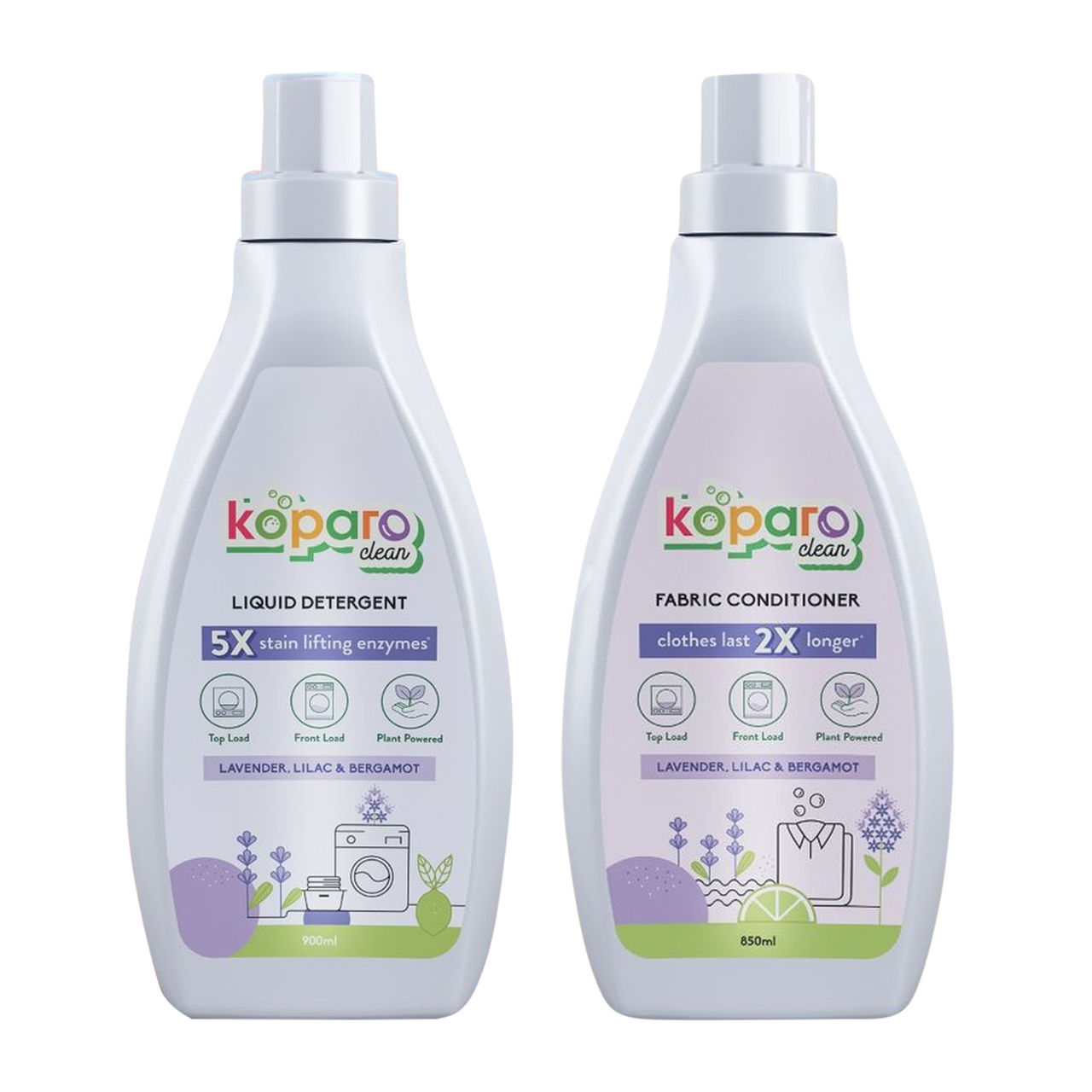 Koparo Natural Liquid Detergent (Top Load & Front Load)(900ml) & Koparo Natural After Wash Fabric Conditioner(850ml) Combo