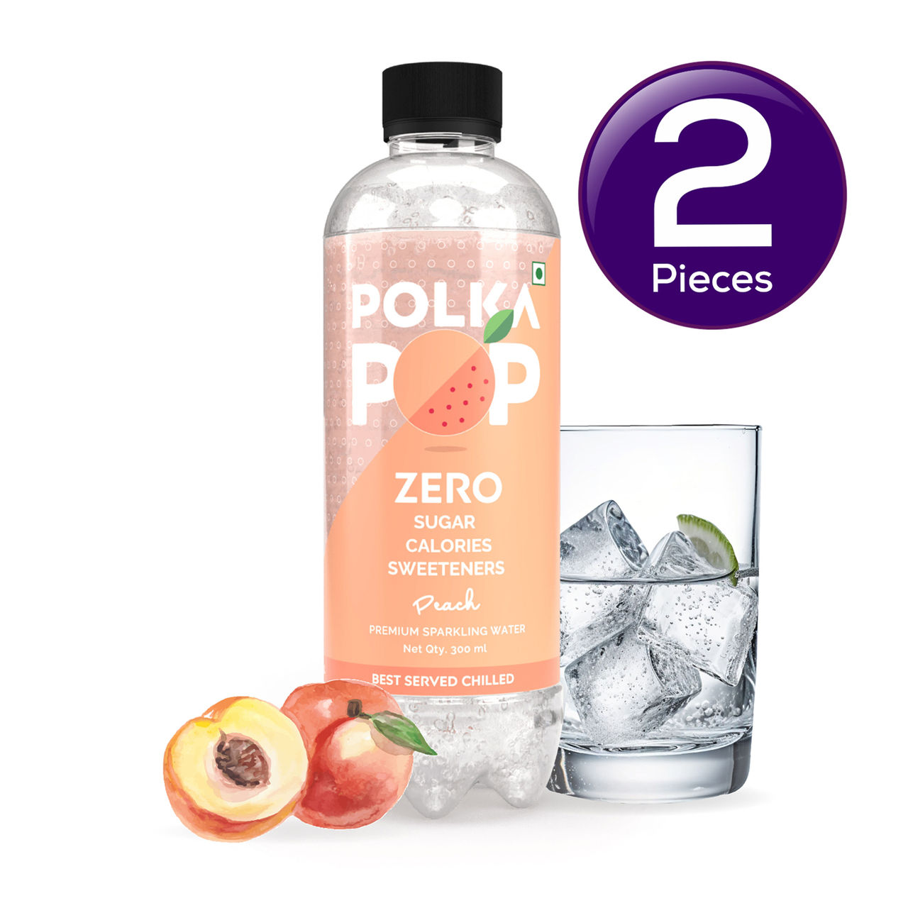 Polka Pop Peach Zero Sugar Sparkling Water 300 ml Combo