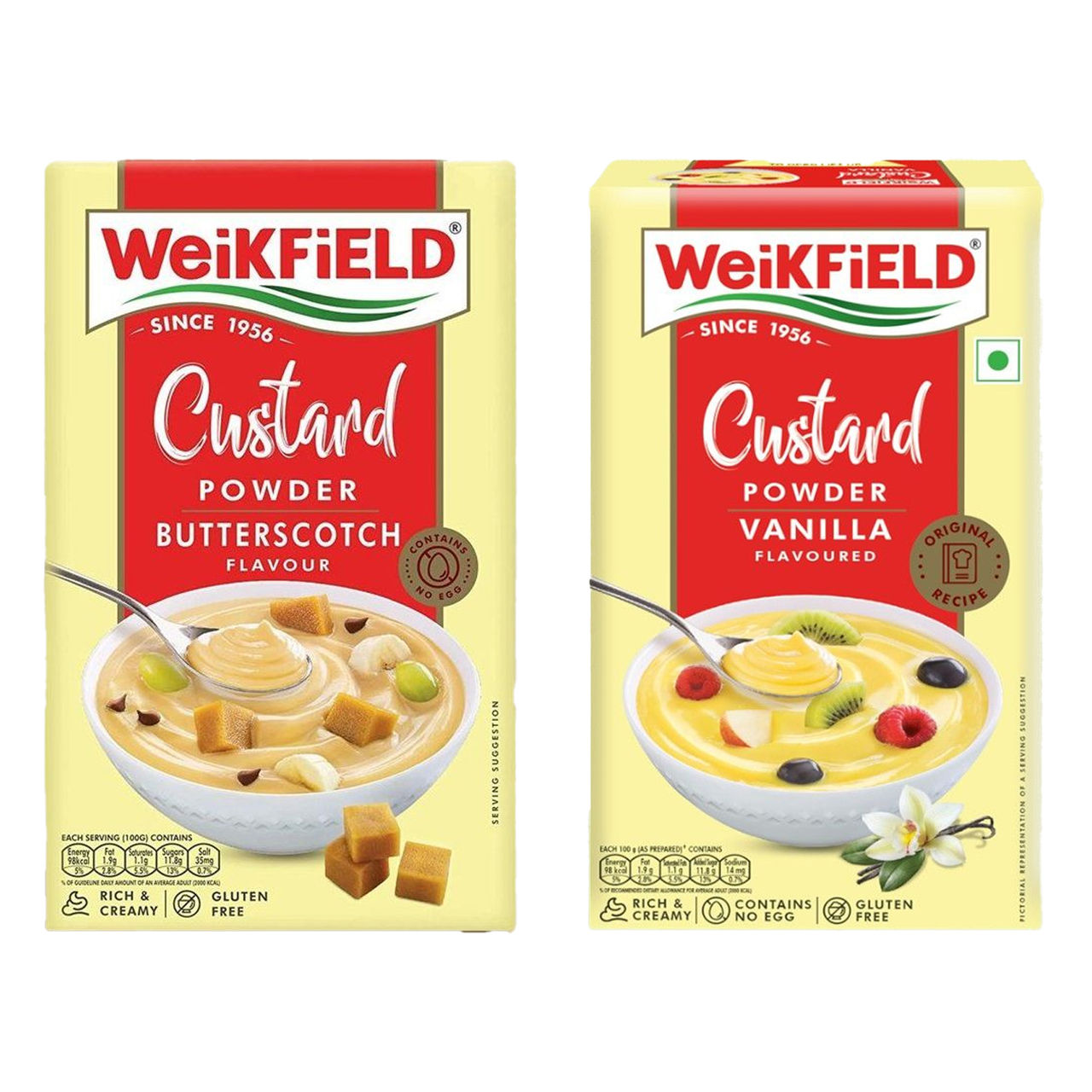 Weikfield Custard Powder Vanilla Flavour Carton(200gms) & Weikfield Custard Powder Butterscotch Flavoured Carton(75gms) Combo
