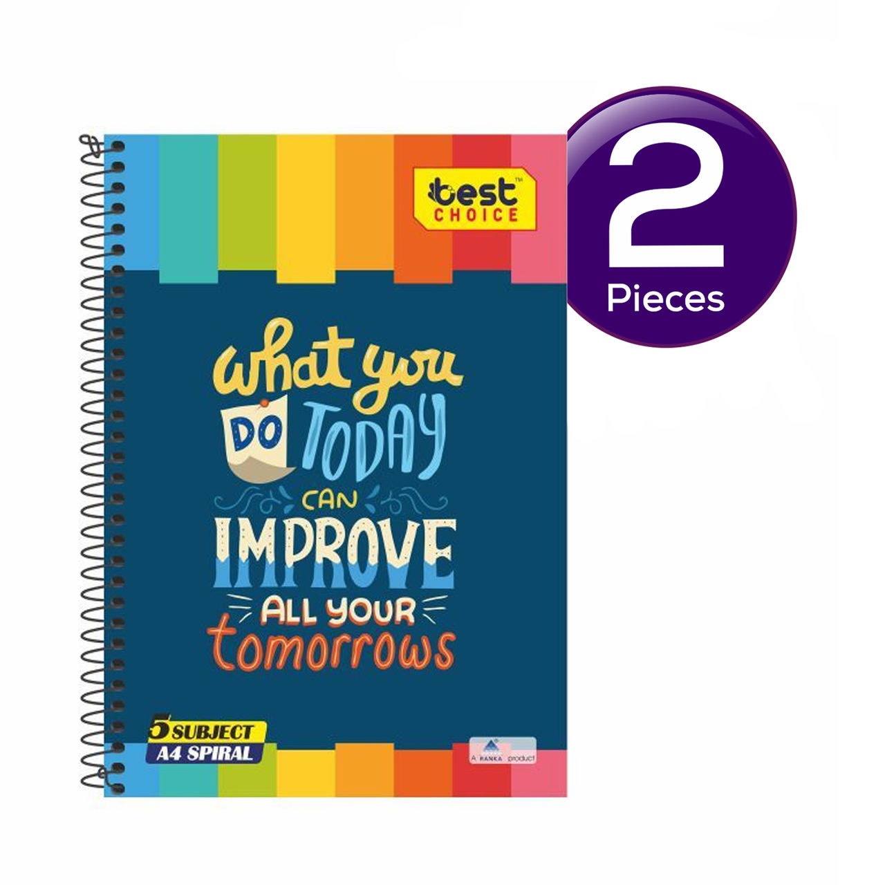 Spiral Notebook 5 Subject Single Line-220 Pages (Assorted Print) 1 pc Combo