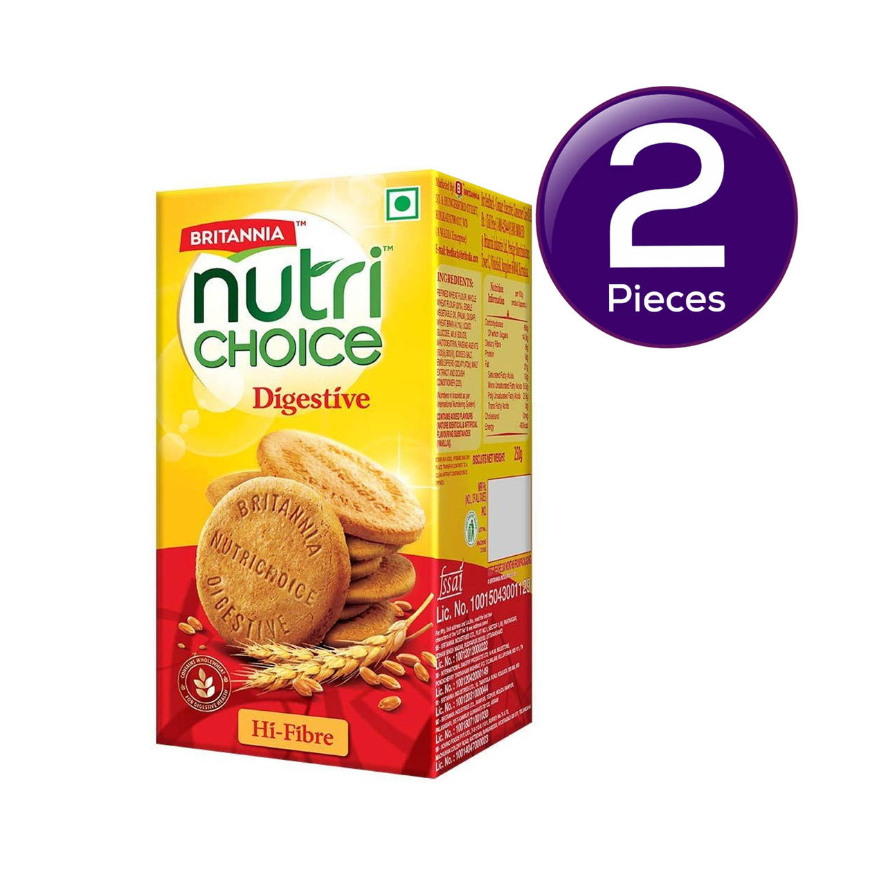 Britannia NutriChoice Digestive High Fibre Biscuits | 0% Maida 250 g Combo