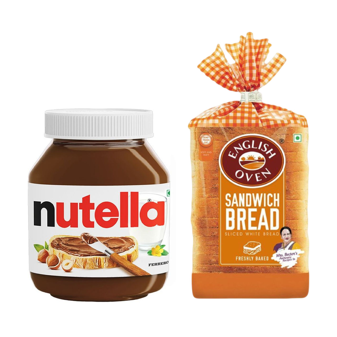 Ferrero Nutella Hazelnut Spread(180gms) & English Oven Sandwich White Bread(400gms) Combo