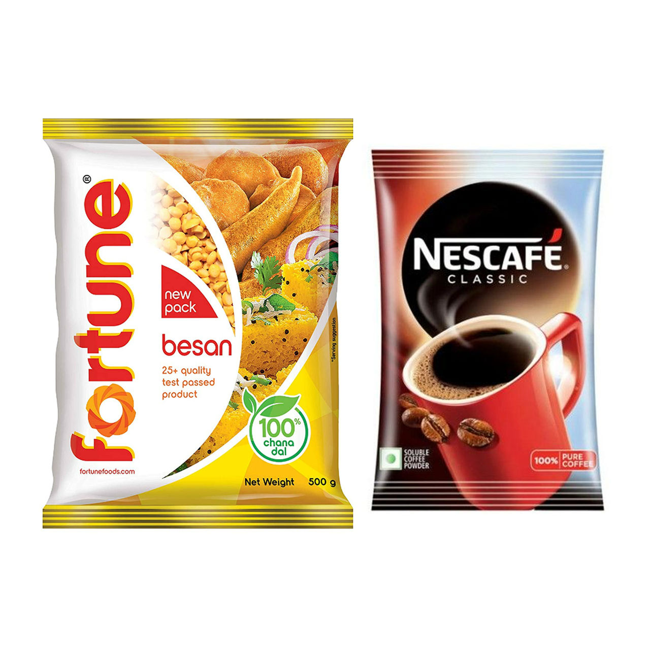Fortune Besan(500gms) & Nescafe Classic Instant Coffee Powder Pouch(45gms) Combo
