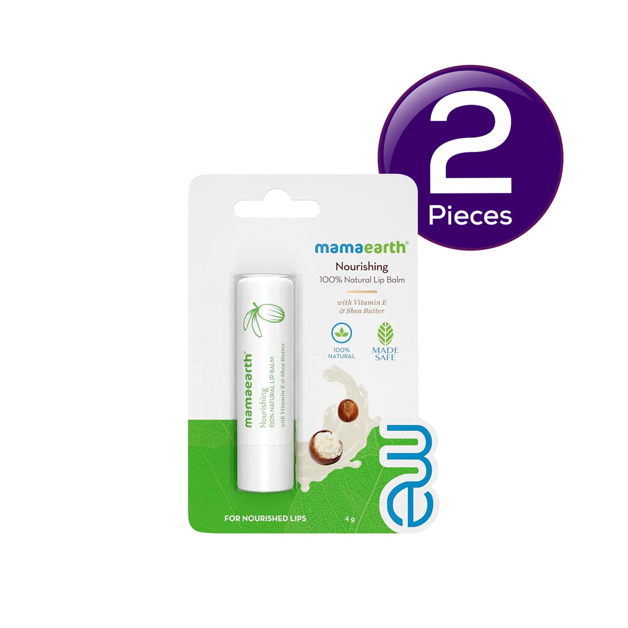 Mamaearth Nourishing 100% Natural Lip Balm With Vitamin E And Shea Butter 4 g Combo