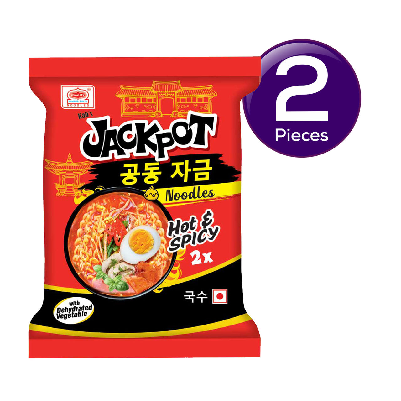 Korean Kab's Jackpot 2x Hot and Spicy Instant Noodles Non Veg 100 g Combo