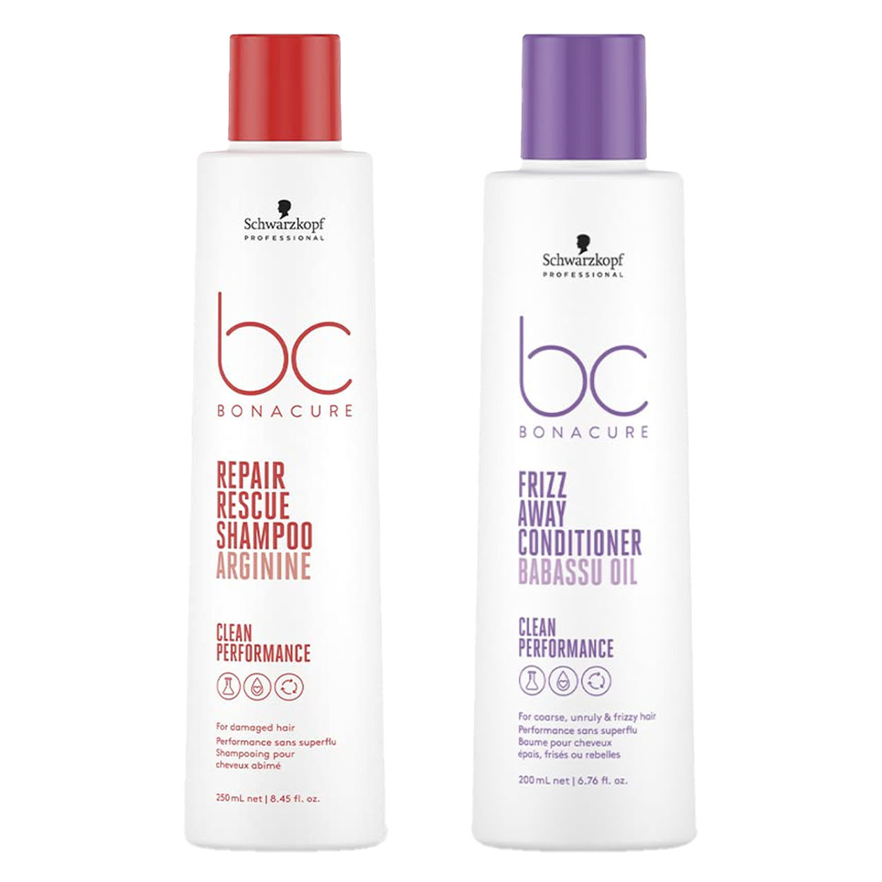 Schwarzkopf Professional Bonacure Repair Rescue Shampoo With Arginine(250ml) & Schwarzkopf Professional Bonacure Frizz Away Conditioner With Babassu Oil With Vegan Keratin(200ml) Combo
