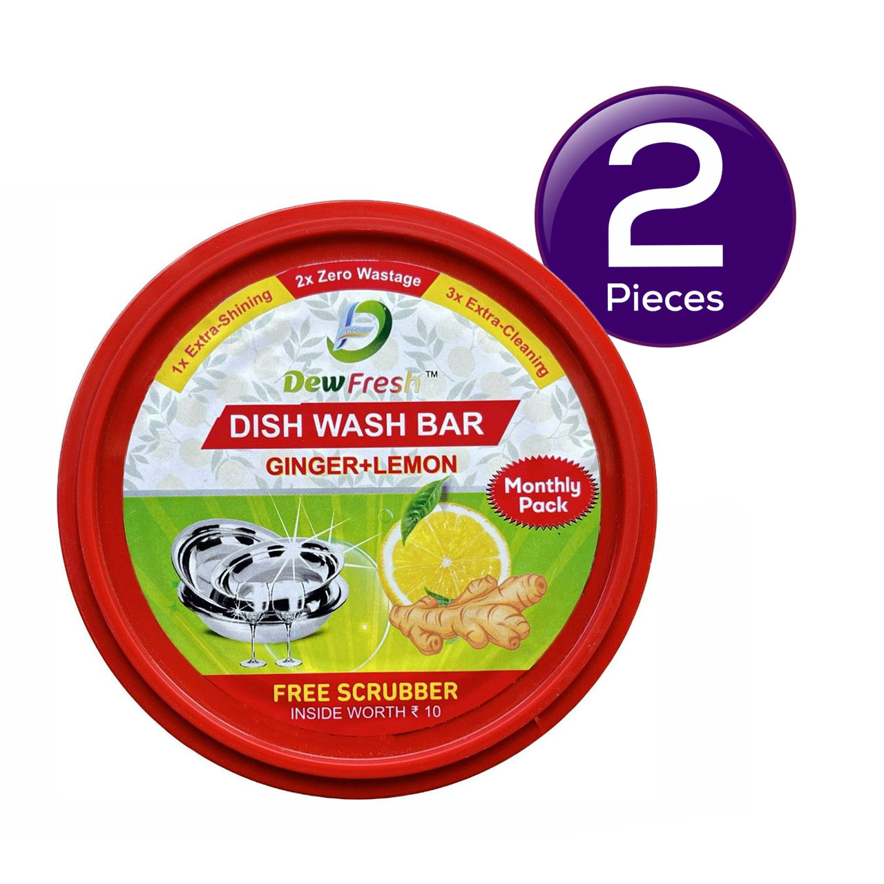Dew Fresh Dishwash Tub - Ginger & Lemon (Round Tub) 700 g Combo