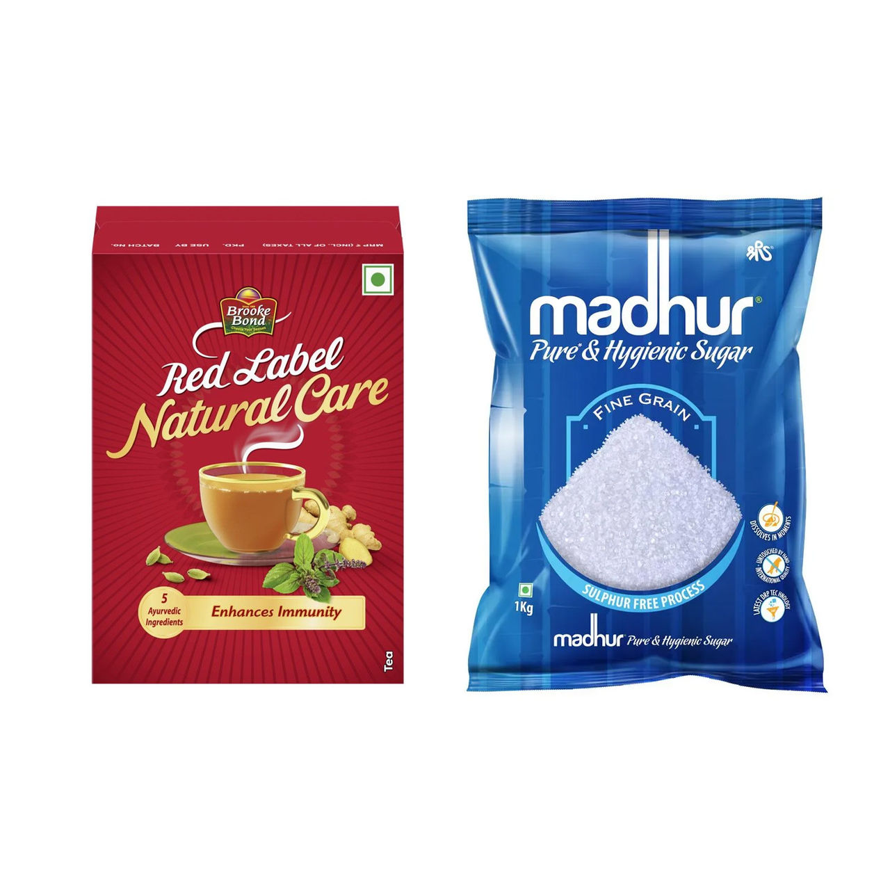 Red Label Natural Care Tea(250gms) & Madhur Sugar/Sakkare(1kg) Combo