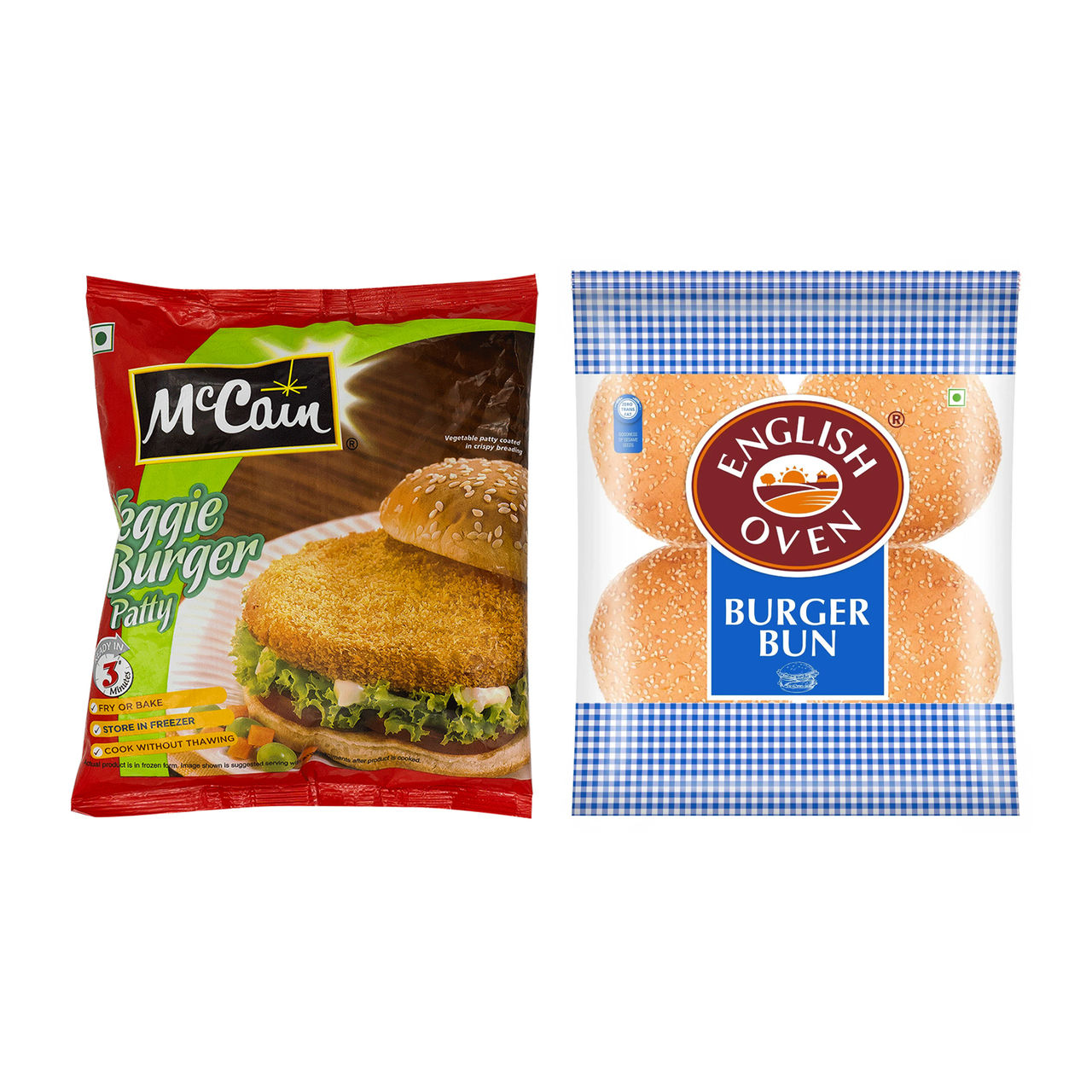 Mccain Veggie Burger Patty(360gms) & English Oven Burger Bun(200gms) Combo