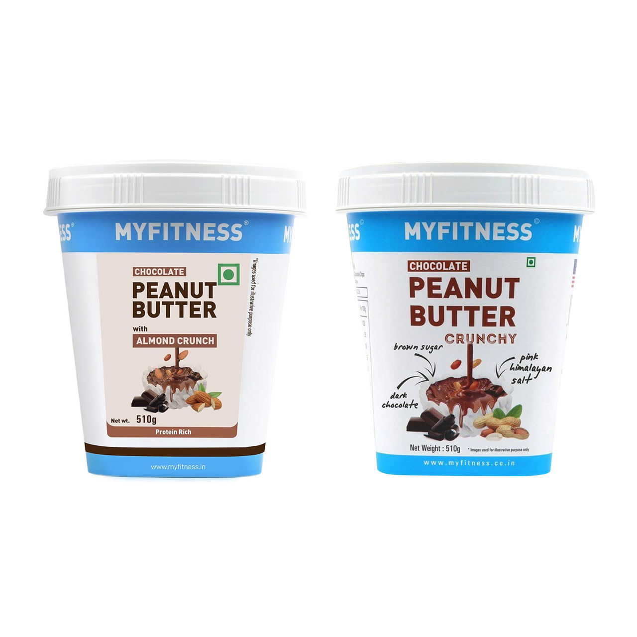 Myfitness Chocolate Peanut Butter With Almond Crunch(510gms) & Myfitness Chocolate Peanut Butter Crunchy(510gms) Combo