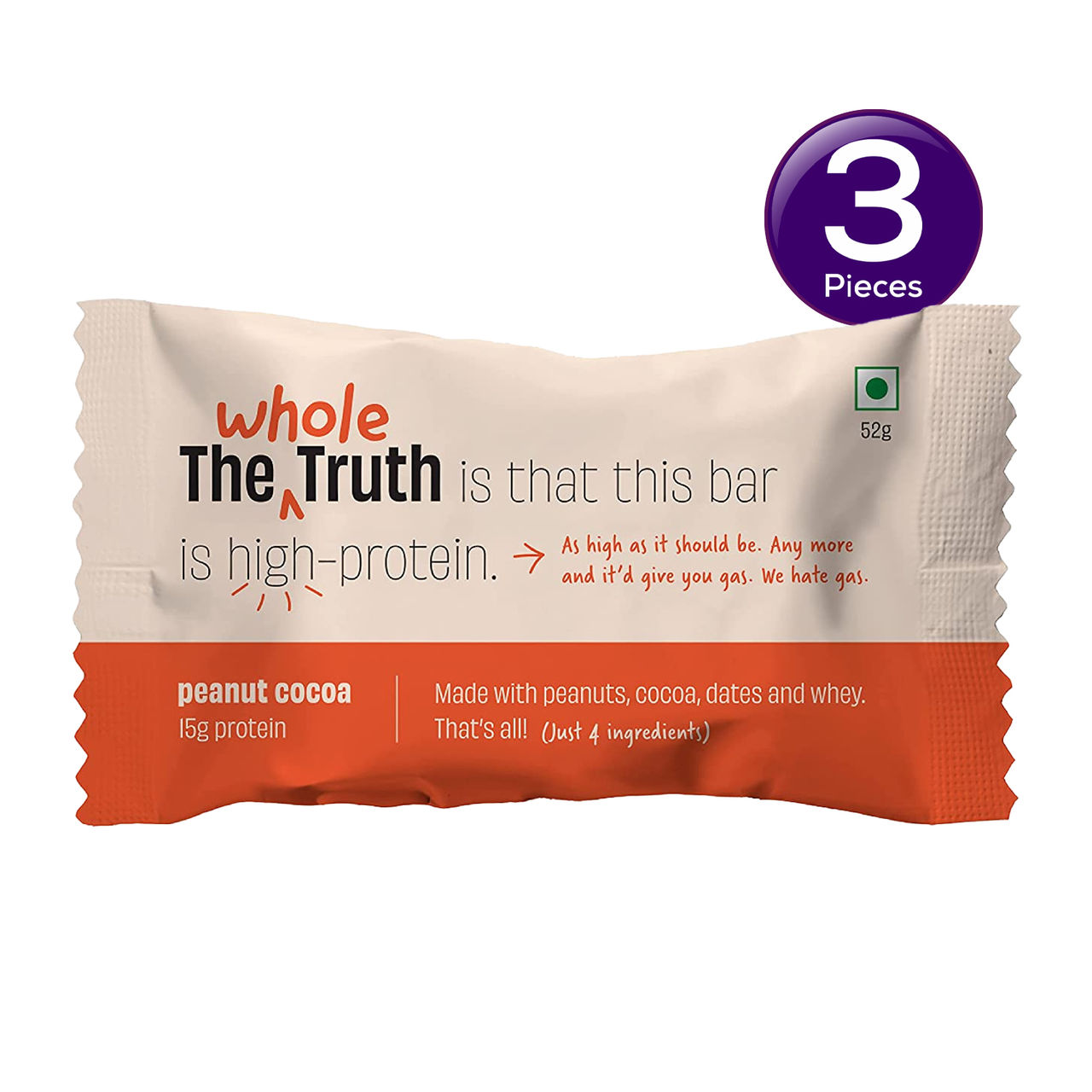 The Whole Truth Peanut Cocoa Protein Bar 52 g Combo