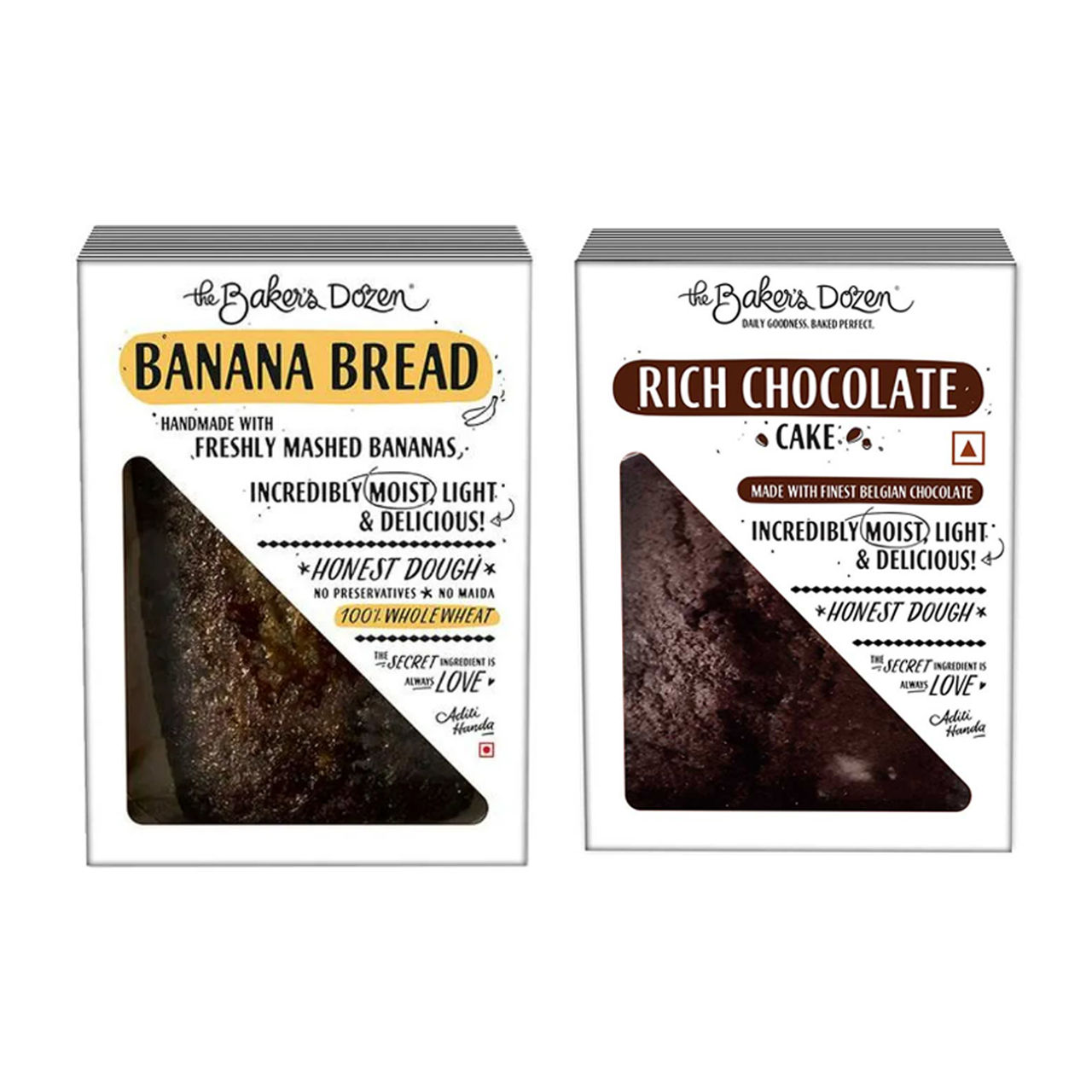 The Baker'S Dozen Rich Chocolate Cake(150gms) & The Baker'S Dozen Banana Bread 100% Wholewheat(200gms) Combo