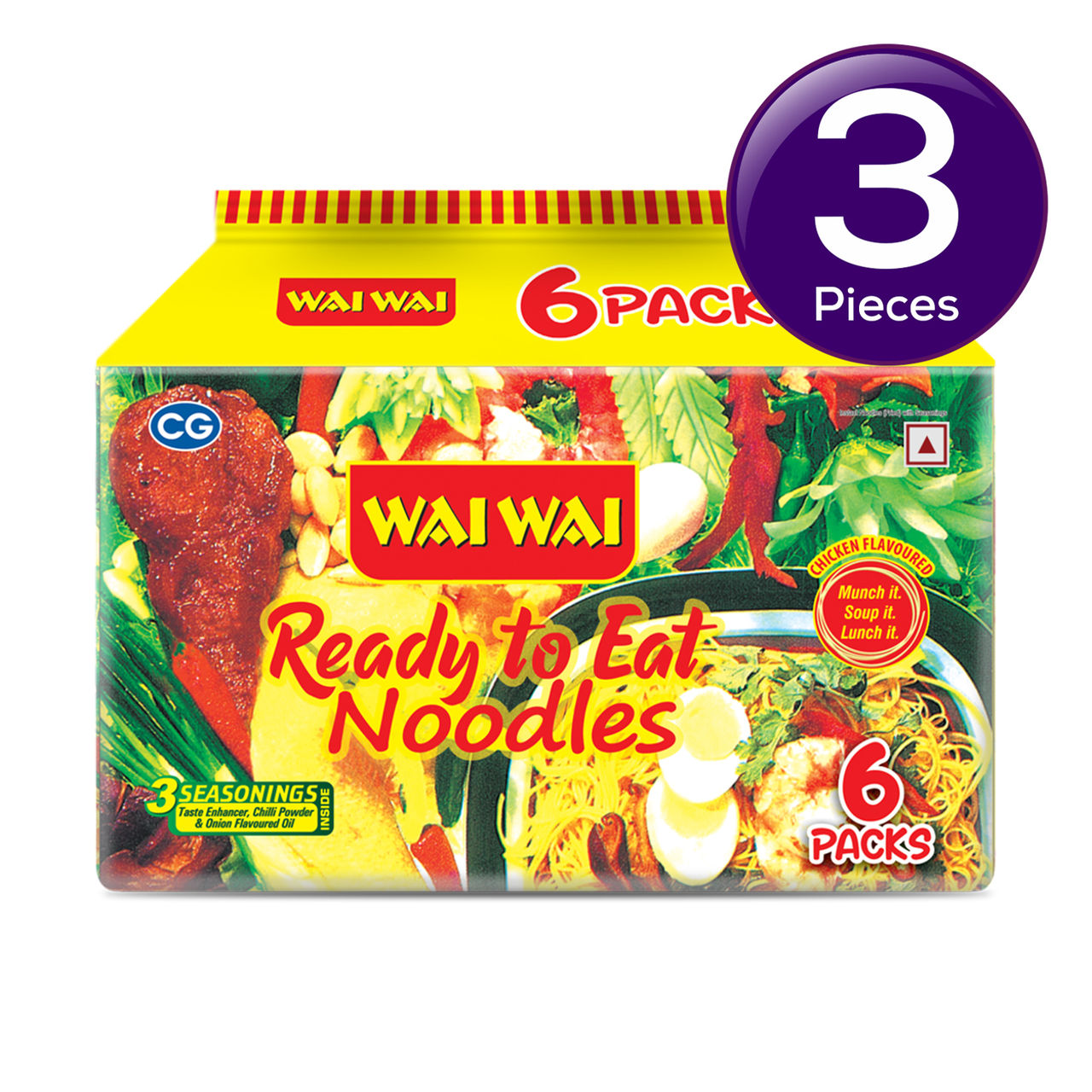 Wai Wai Ready to Eat Noodles, Chicken Masala Pack | 6 in 1 420 g Combo