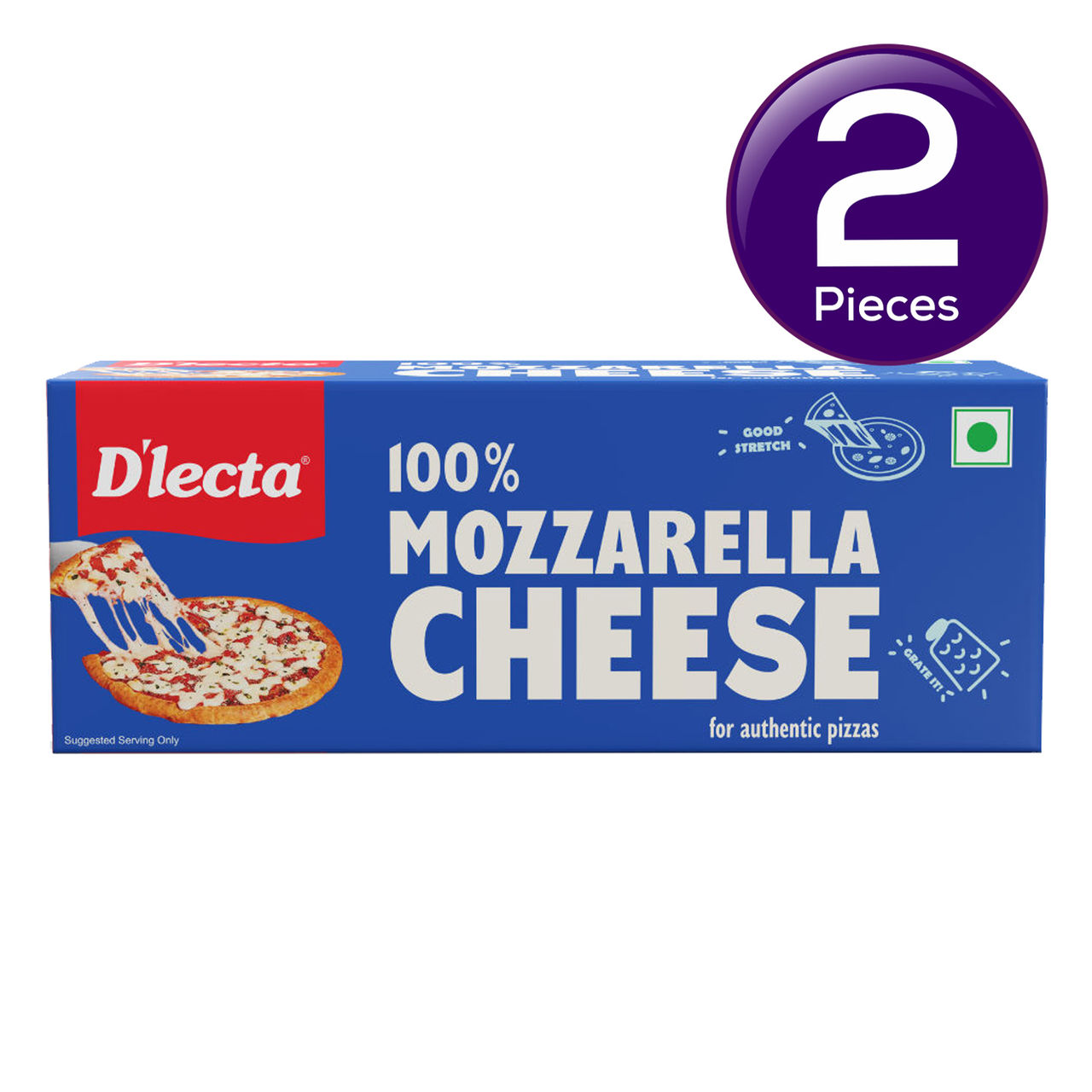 D'lecta 100% Mozzarella Cheese- Pizza Block 200 g Combo