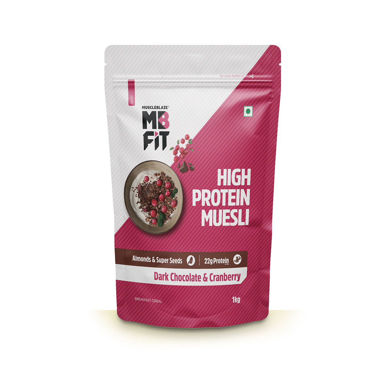 MuscleBlaze Fit High Protein Muesli (Dark Chocolate & Cranberry)