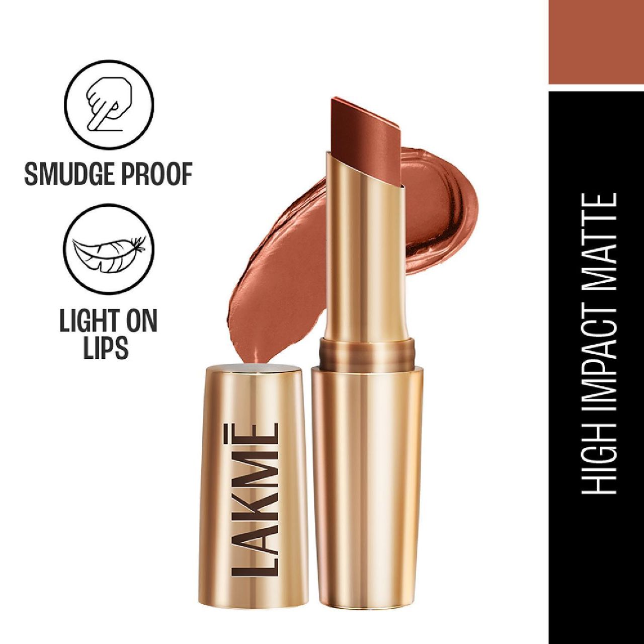 Lakme 9to5 Powerplay Priming Matte Lipstick, Lasts 16hrs, Caramel Latte