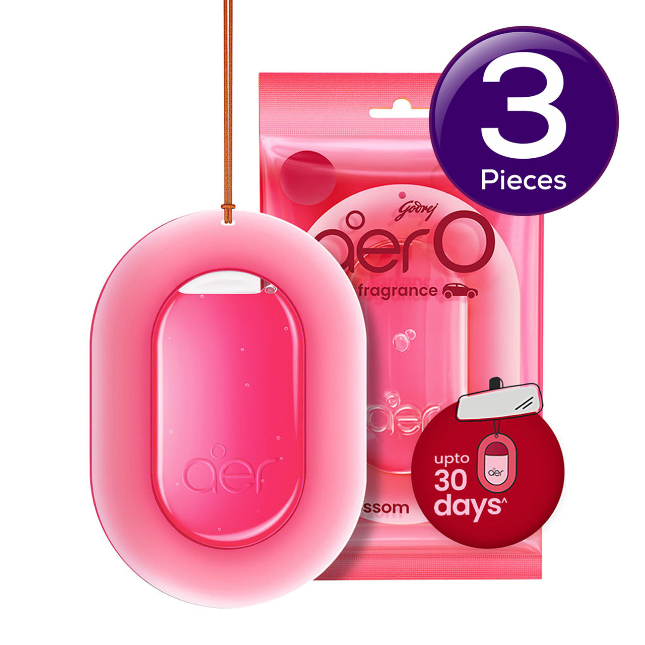 Godrej Aer O - Hanging Car Air Freshener - Rose Blossom 7.5 g Combo