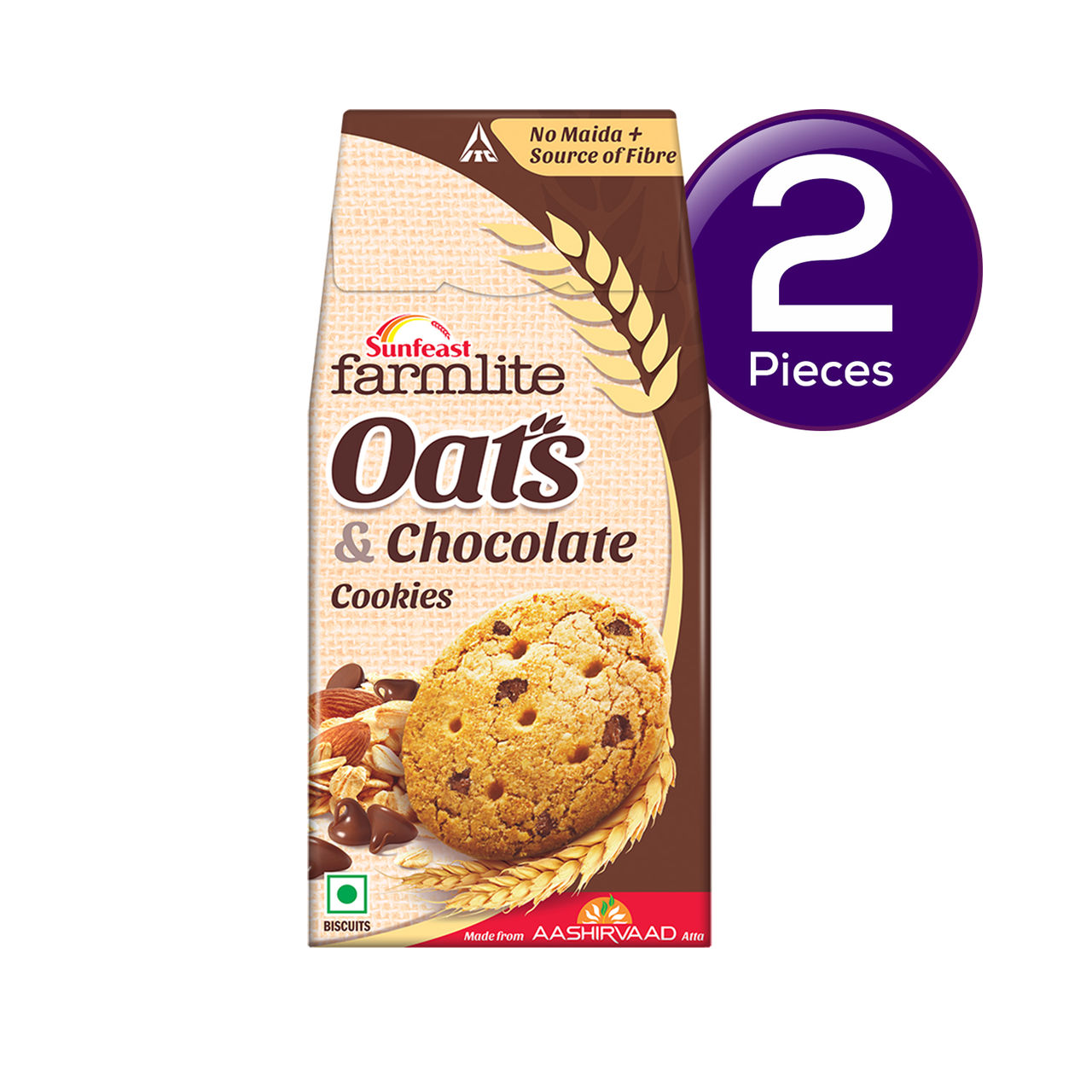 Sunfeast Farmlite Biscuit - Cookies - Oats And Chocolate 150 g Combo