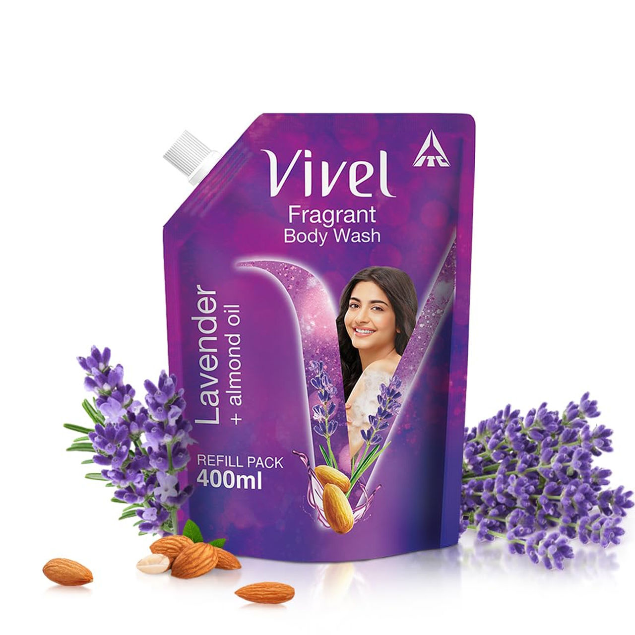 Vivel Body Wash Lavender & Almond Oil Shower Creme Liquid Refill Pouch