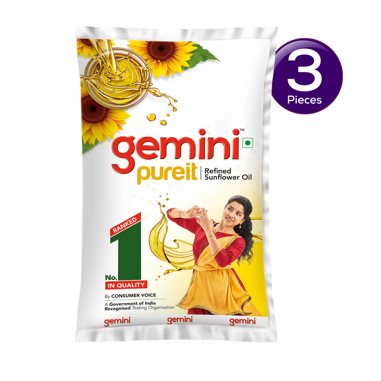 Gemini Pure It Refined Sunflower Oil | Pouch 1 l Combo