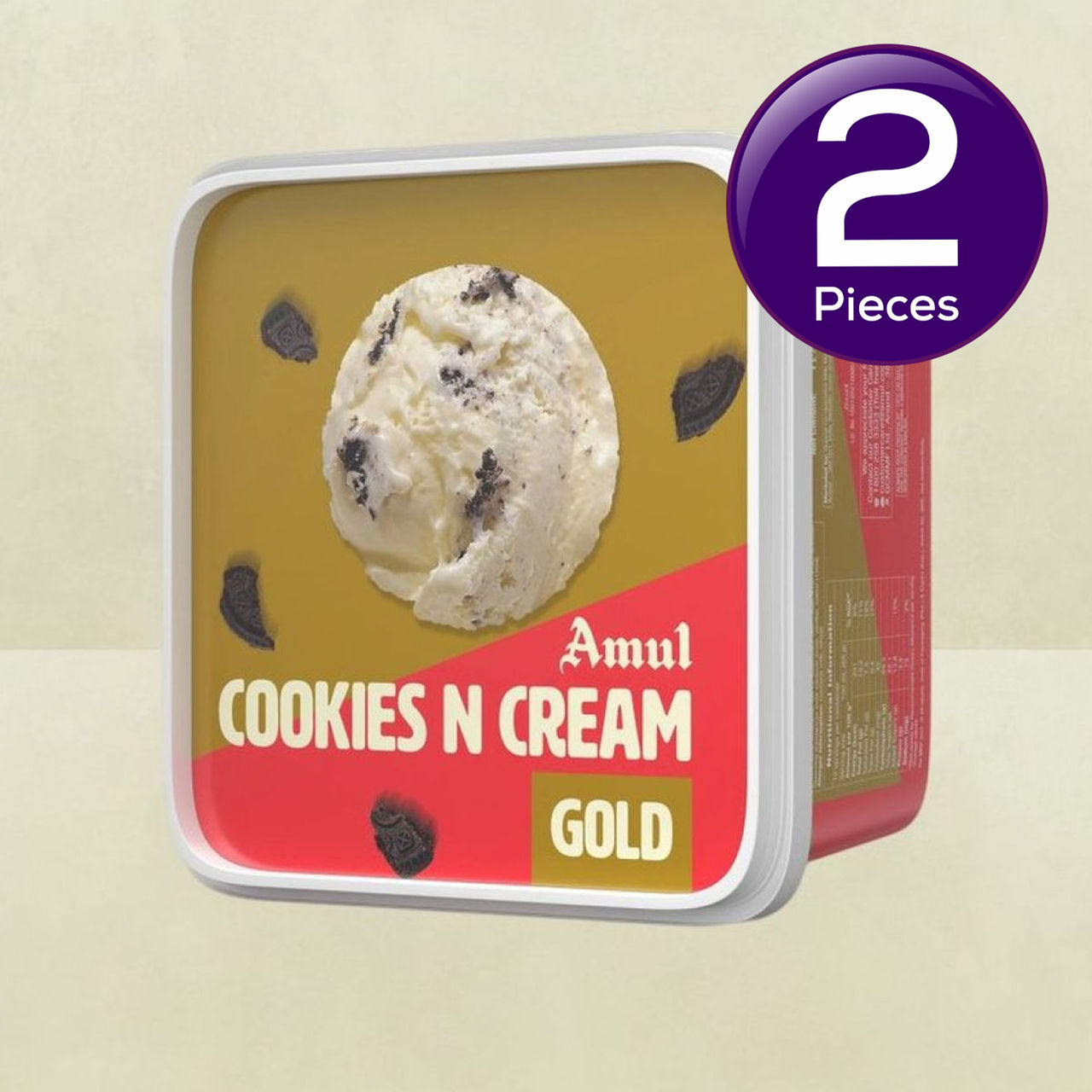 Amul Gold Cookies & Cream Ice Cream Tub 1 l Combo