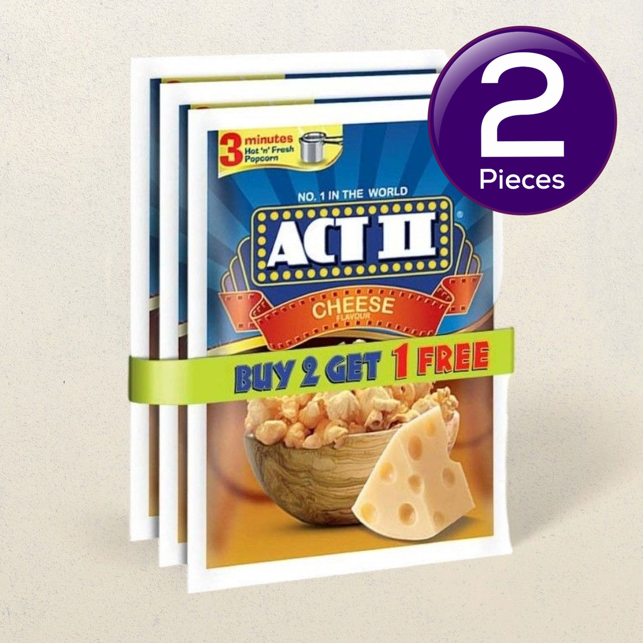 ACT II Cheese Flavour Instant Popcorn | Buy 2 Get 1 210 g Combo