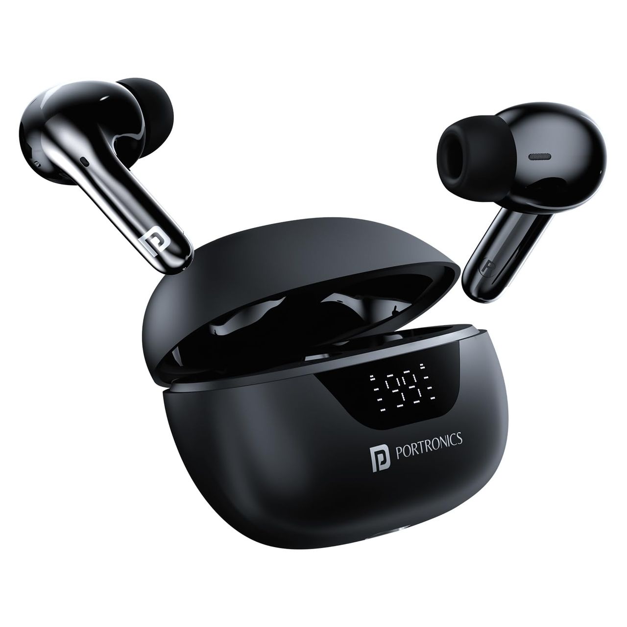Portronics Harmonics Twins 28, Smart Tws Bt Earbuds - Black
