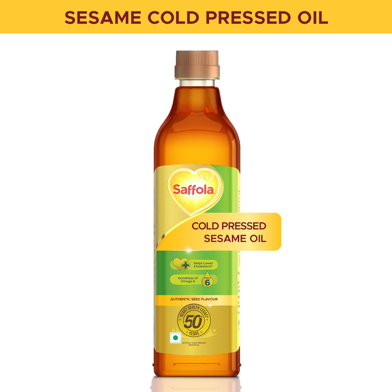 Saffola Cold Pressed Sesame Oil | 100% Cold Pressed Sesame Seed Oil | Helps Lower Cholesterol