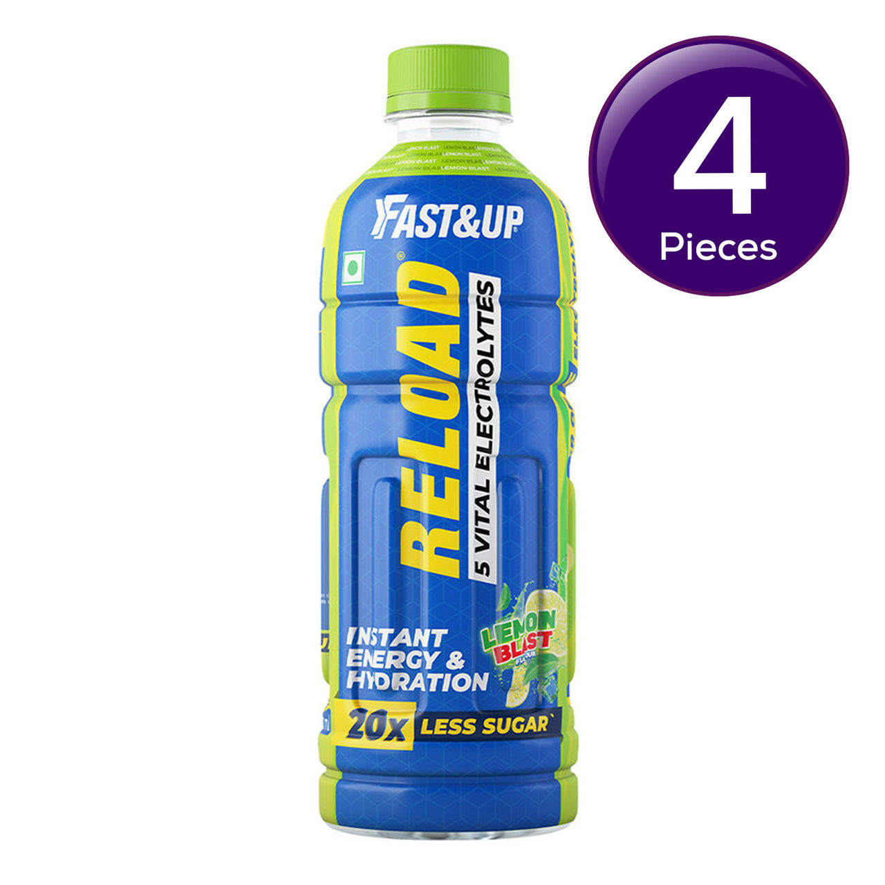 Fast&Up Reload Ready to Drink ~ Low Sugar Energy Drink Instant Energy & Hydration Drink - Lemon Flavour 500 ml Combo   