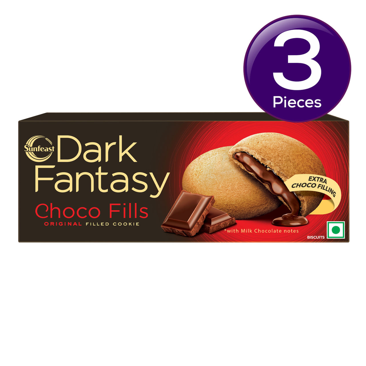 Sunfeast Dark Fantasy Choco Fills | Original Filled Cookies with Choco Crème | Perfect Snack 69 g Combo
