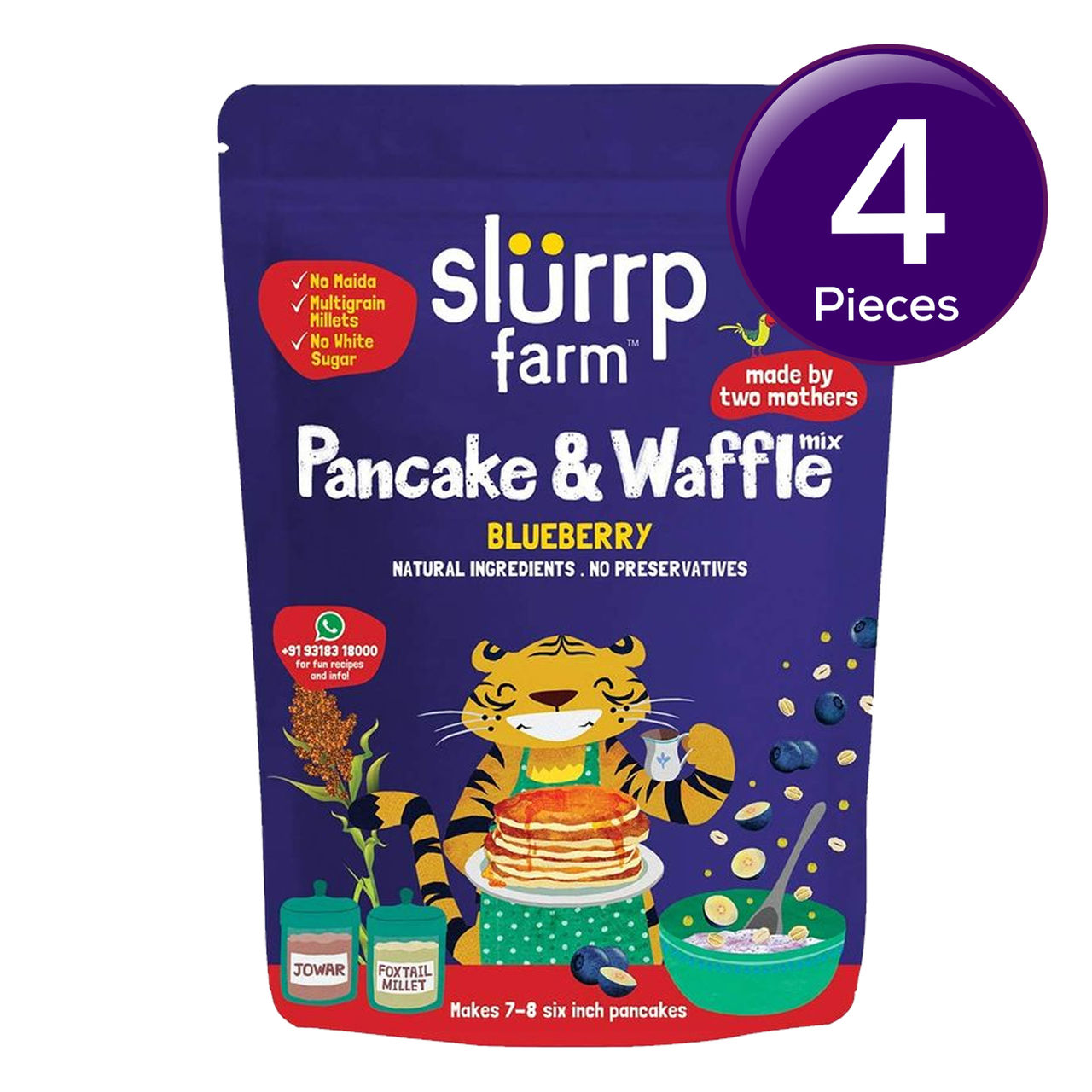 Slurrp Farm Millet Eggless Pancake Mix With Blueberries | No Maida | Healthy Breakfast 150 g Combo
