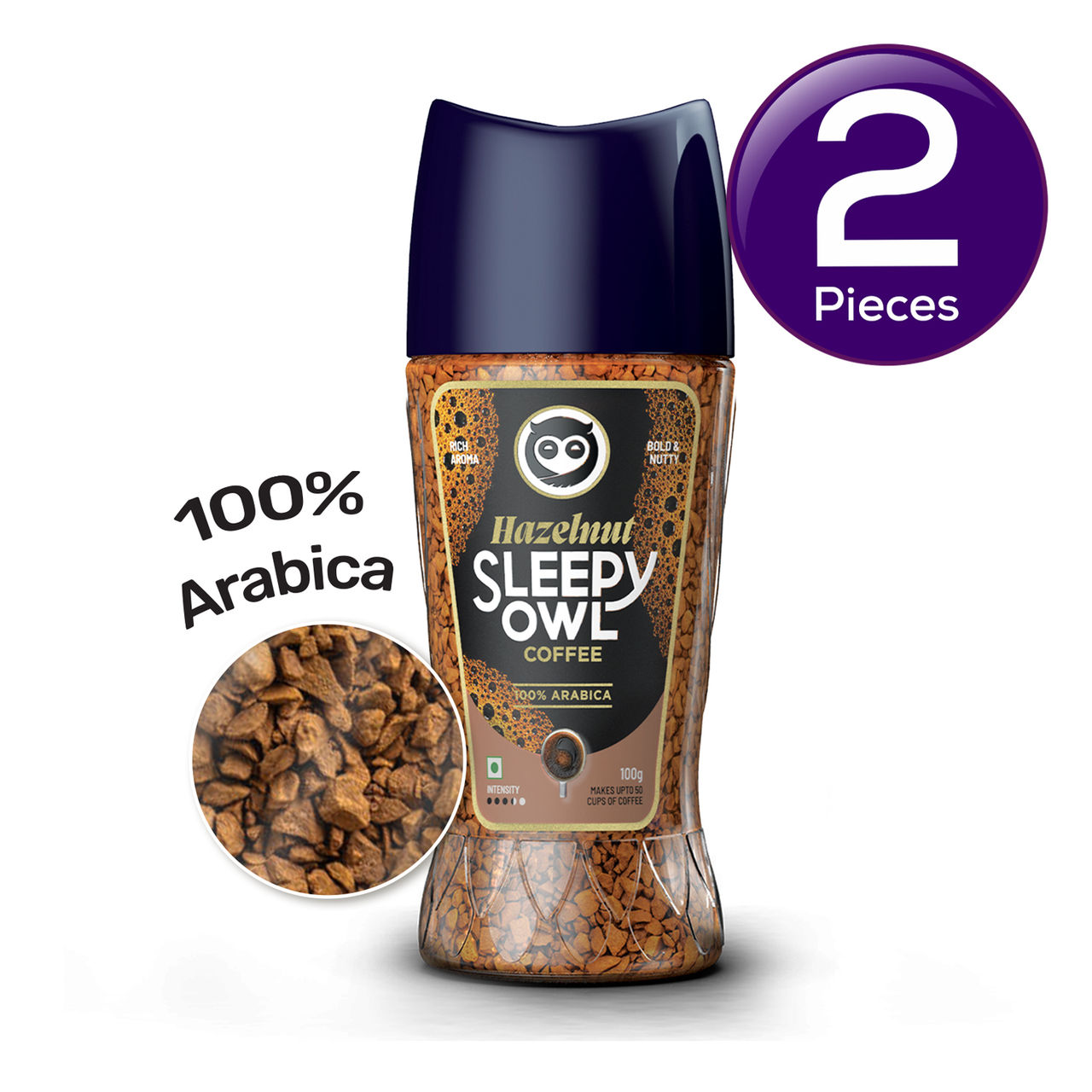 Sleepy Owl Hazelnut Instant Coffee 100% Arabica 100 g Combo