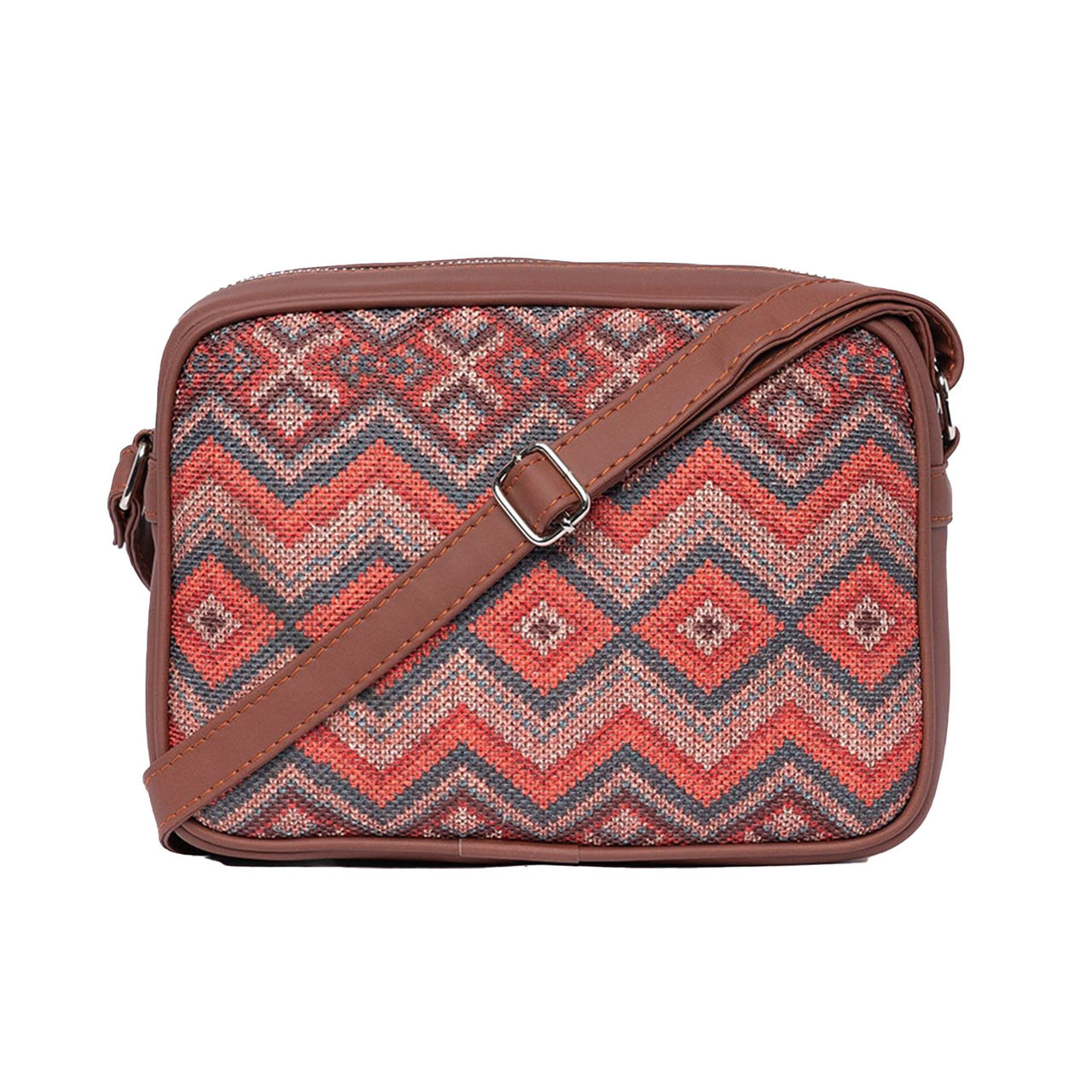 Zouk Women's Woven Vegan Leather 2.4 L Sling Bag | Multicolour - One Size