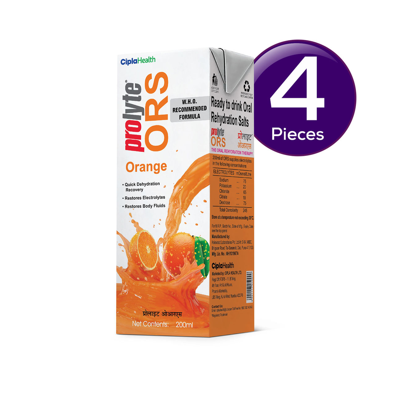 Prolyte ORS Liquid - Orange Flavour 200 ml Combo