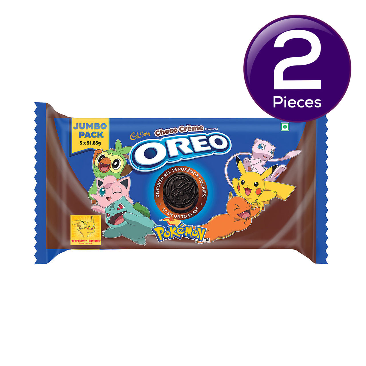 Cadbury Oreo Pokémon Chocolate Flavour Crème Sandwich Biscuit Jumbo Pack 459 g Combo