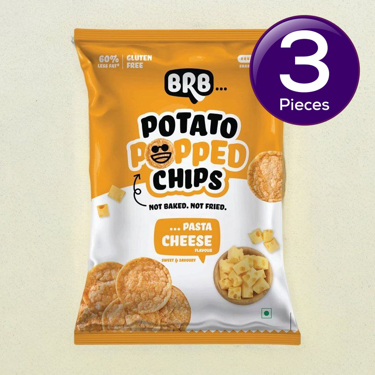 BRB Potato Popped Chips - Pasta Cheese Flavour 48 g Combo