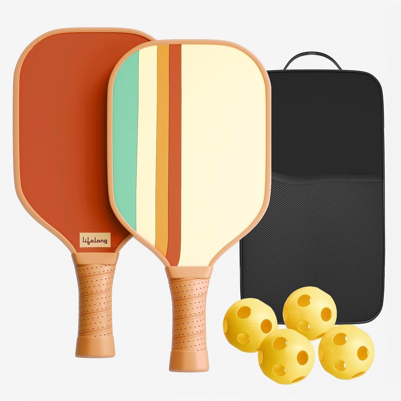 Lifelong Pickleball Paddle Set -Fiberglass Surface 4 Pickleball Balls & Paddle Cover Bag