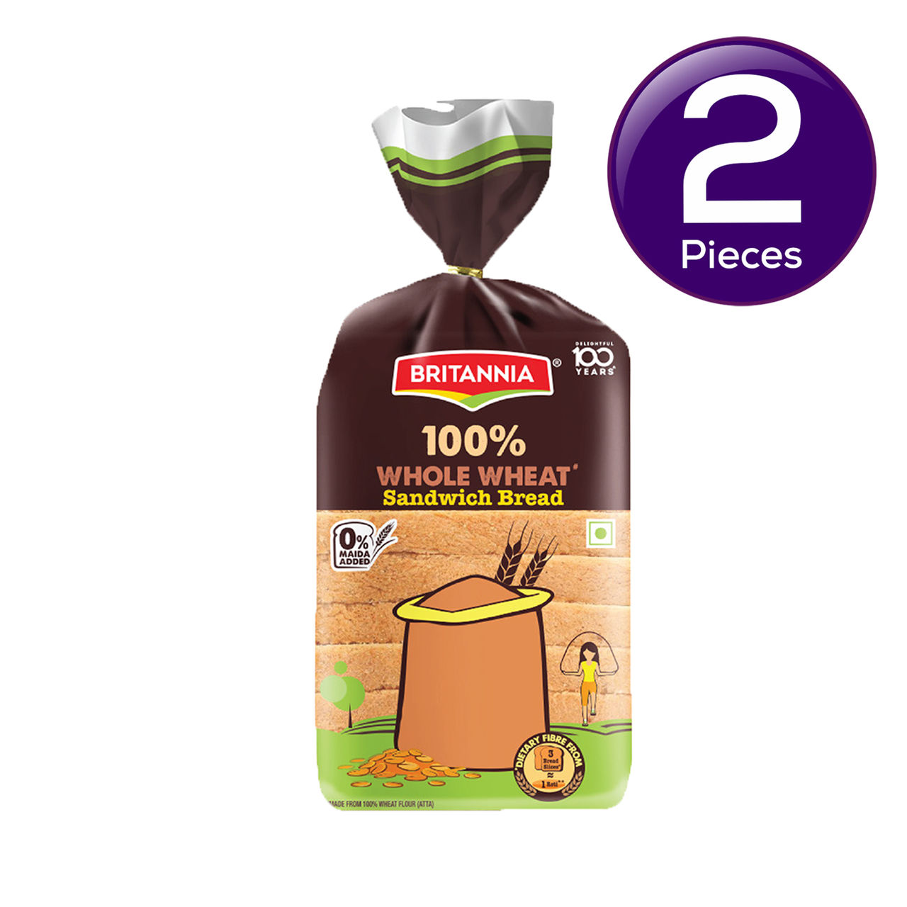 Britannia 100% Whole Wheat Bread (No Maida) 400 g Combo